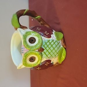 OLLI OWL Coffee Mug Ceramic Hand Painted Dolomite, 5" Pier 1